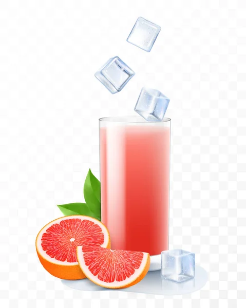 Grapefruit Cocktail Fruit Smoothie Yogurt Summer Refreshing Drink Ice Cubes — Stock Photo, Image