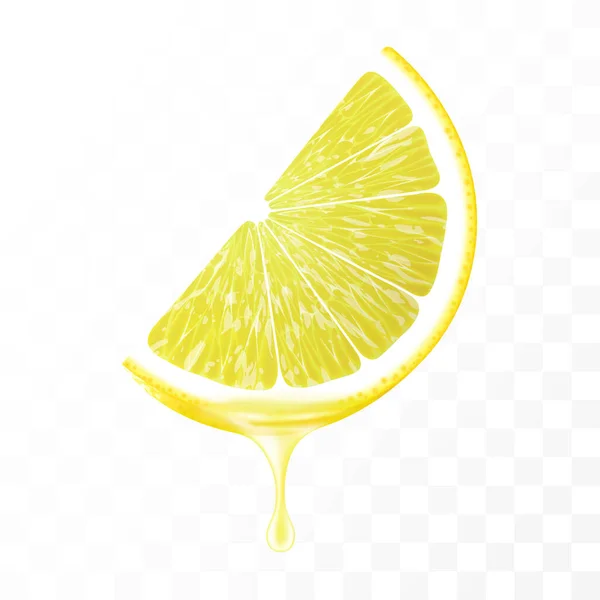Rebanadas Limón Con Jugo Goteando Aislado Sobre Fondo Transparente Rebanada — Foto de Stock