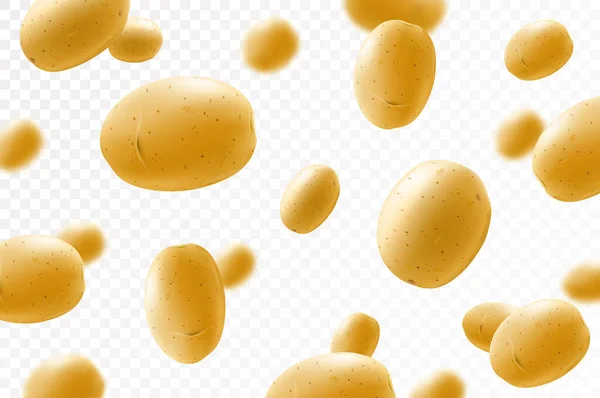 Fliegende Kartoffeln Fallende Kartoffeln Ganz Isoliert Auf Transparentem Hintergrund Selektiver — Stockfoto