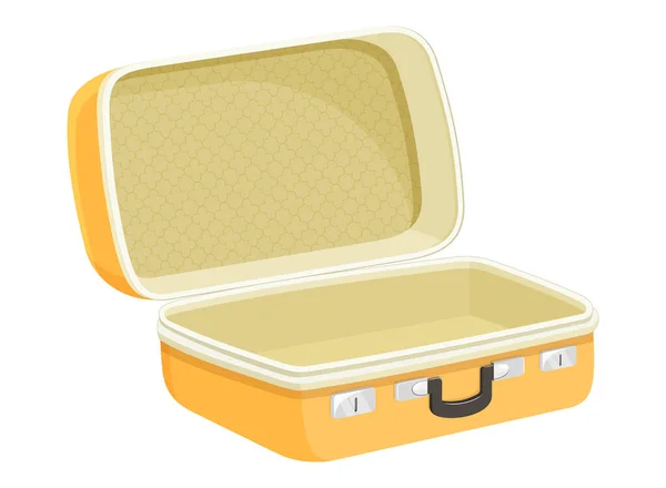 休暇のためのオープン旅行スーツケース フラットデザイン 白を基調としたベクトルイラスト — ストック写真