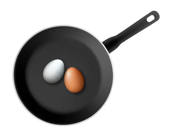 Top View Two Eggs Frying Pan Isolated White Background Realistic — Stock Photo, Image