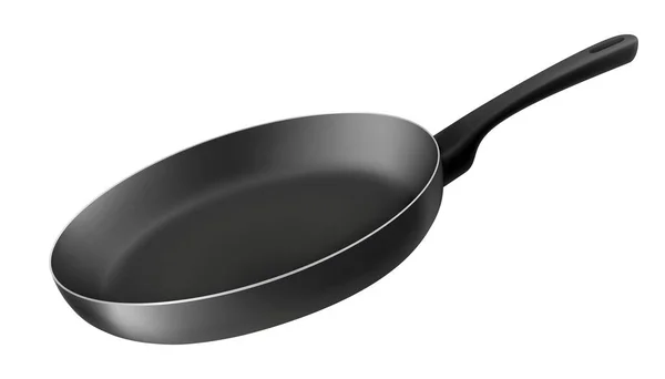 Black Empty Frying Pan Nonstick Surface Isolated White Background Close — Stock Photo, Image