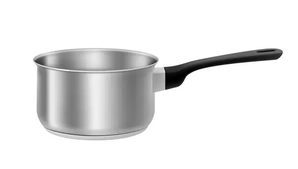 Empty Modern Steel Saucepan Isolated White Background Realistic Vector Design — Stock Photo, Image