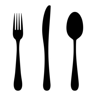 Çatal bıçak ikonu. Kaşık, çatal, bıçak. Restoran işletme konsepti, vektör illüstrasyonu
