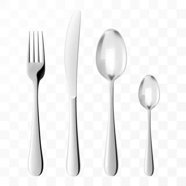 Stainless Steel Glossy Metal Cutlery Isolated Transparent Background Spoon Teaspoon — Stock Photo, Image