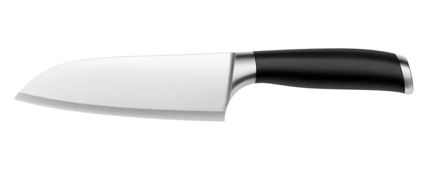 Large Chef Knife Black Handle Isolated White Background Knife Steel — Stock Photo, Image