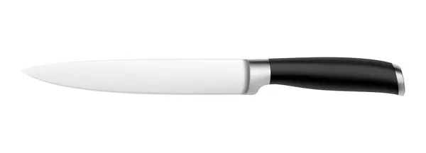 Chef Kitchen Knife Black Handle Isolated White Background Clipping Path — Stock Photo, Image