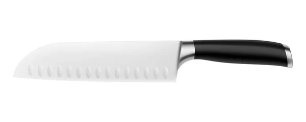 Large Chef Knife Black Handle Isolated White Background Knife Steel — Stock Photo, Image