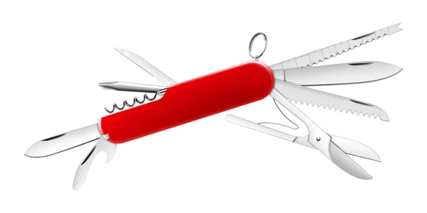 Swiss Army Knife Pocket Knife Isolated White Background Cutting Tool — Stock Photo, Image