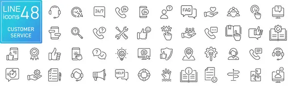 Customer Service and Support - Outline Icon set. Thin Line Set contains such Icons as Online Help, assistance, experience, feedback, operator and technical support, Helpdesk, Quick Response, Feedback.