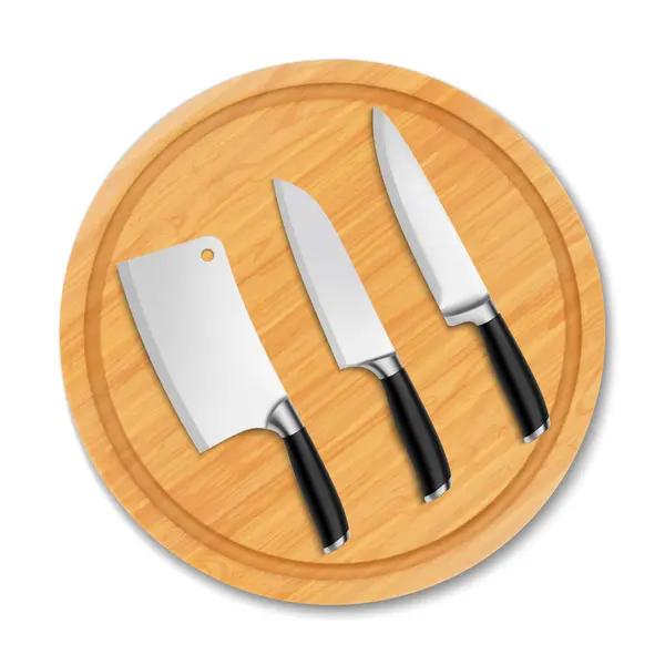 Sharp Kitchen Knives Wooden Cutting Board Isolated White Background Knife — Stock Photo, Image