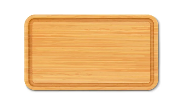 New Rectangular Wooden Cutting Board Top View Isolated White Background — Stock Photo, Image