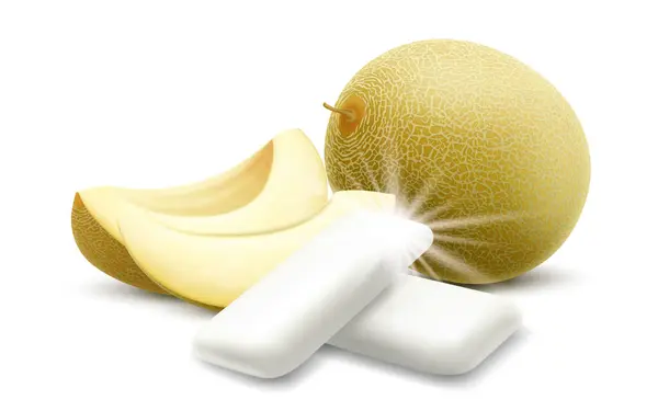 Bubble Gum Honeydew Melon Flavor Chewing Pads Fresh Melon Friut — Stock Vector