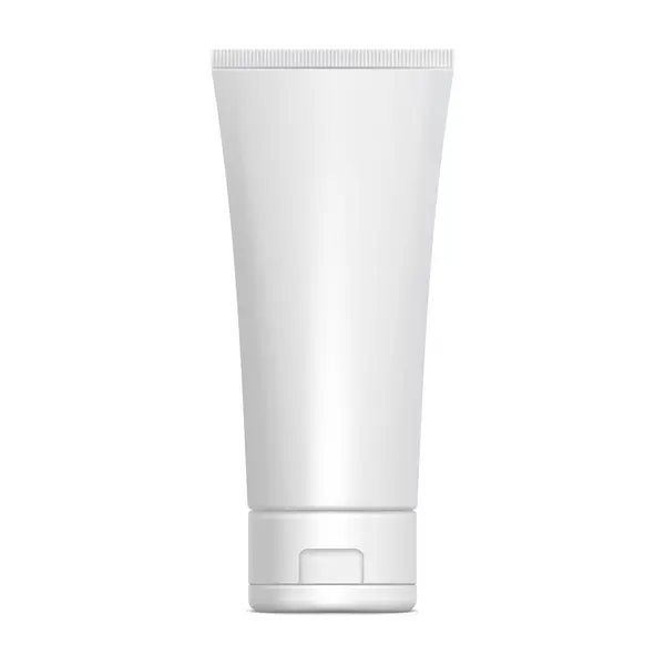 White Glossy Plastic Tube Medicine Cosmetics Cream Gel Skin Care — Διανυσματικό Αρχείο