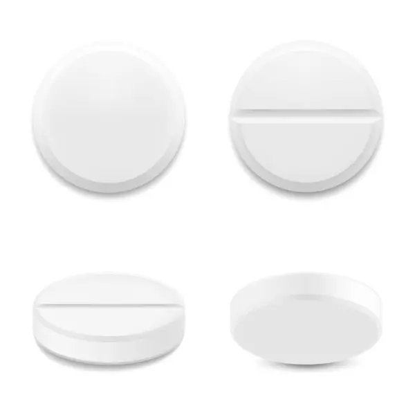 Realistic Pills Capsules Mockup Style Concept Medicine Health Isolated White — Vector de stock