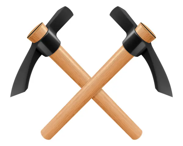 Crossed Pickaxe Hammers Isolated White Background Hand Percussion Tool Master — Stock Photo, Image