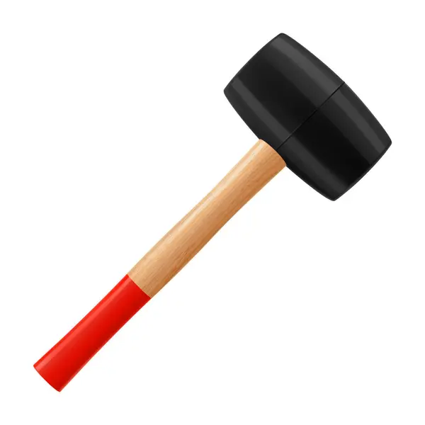 Rubber Mallet Wooden Handle Isolated White Background Tile Hammer Hand — Stock Photo, Image