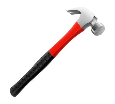Marangoz çekici beyaz arka planda izole edilmiş. Çivi çakma ve çivi çakma ve çivi çakma ve parçaları birleştirme için de uygun çekiç. Gerçekçi 3d vektör illüstrasyonu