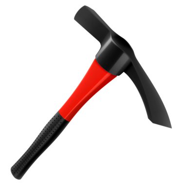Kazma çekici beyaz arka planda izole edilmiş. Kaya çekici. Usta taş ustaları, inşaatçılar, heykeltıraşlar için çeşitli taş türlerini işlemek için el perküsyonu aracı. Gerçekçi 3B vektör illüstrasyonu