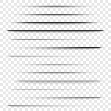 Gölgeler. Şeffaf gerçekçi vektör gölge efekti ayarlandı. Reklam ve tanıtım sitesi afişi için. Tasarım için soyut vektör şablonu