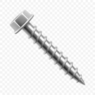 Metal kendini tıklatan vida şeffaf arkaplanda izole edilmiş. Gerçekçi 3d Vektör illüstrasyonu