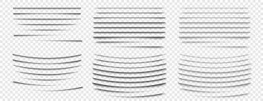 Şeffaf arkaplanda izole edilmiş yumuşak kenarlı Gölgeler kümesi. Gerçekçi vektör kağıdı gölge etkisi. Reklam ve tanıtım sitesi afişi için. Tasarım için soyut vektör şablonu