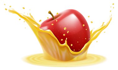Beyaz arka planda izole edilmiş şeffaf bir meyve suyu damlası. Gerçekçi 3B vektör.