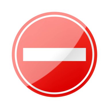 Red Stop Sign with glossy effect, isolated on white background. Traffic regulatory warning stop symbol. Realistic 3d Vector illustration Prohibition sign. clipart