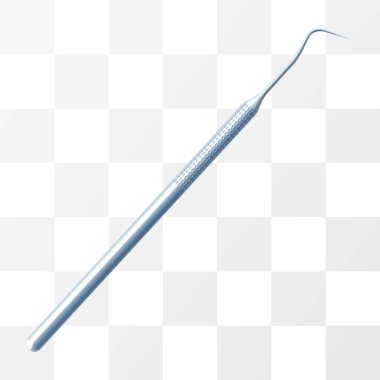 Diş Ölçeği, Diş Temizleme Seçimi simgesi, şeffaf arkaplanda izole edilmiş. Çelik dişçi aleti. Gerçekçi 3d vektör illüstrasyon ögesi tasarımı