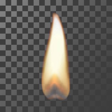 Fitili yanan alev, şeffaf arkaplanda izole edilmiş mum alevi. 3D mum ışığının gerçekçi yansıması, yangın aydınlatma için tasarım doğum günü partisi, kutlama, anma günü