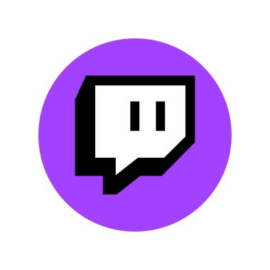 Vinnytsia, Ukrayna - 7 Mayıs 2023. Twitch simgesi, twitch.tv sosyal medya logosu işareti beyaz arkaplanda izole edildi, grafikler, web tasarımı, mobil, masaüstü uygulamaları için canlı uygulama illüstrasyonu