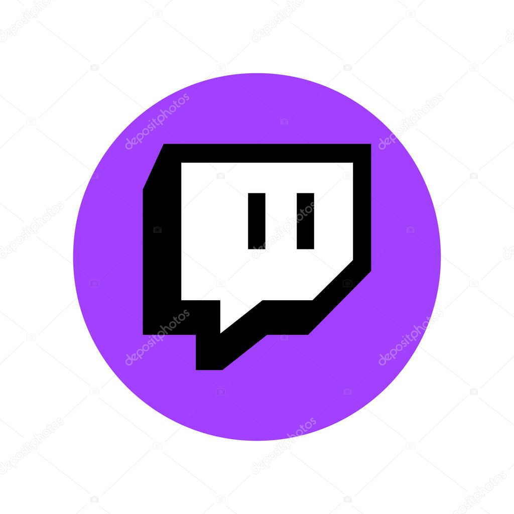 Vinnytsia, Ukraine - May 7, 2023. Twitch icon, twitch.tv social media logo sign isolated on white background,streaming app illustration for graphics,web design,mobile,desktop apps
