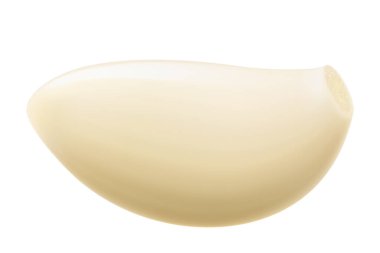 Beyaz arka planda izole edilmiş sarımsaklı karanfil. Sebze ve baharat karışımı, soyulmuş sarımsak karanfili ve sağlıklı beslenme ya da baharat ve baharat ürünleri paketi tasarımı. Gerçekçi 3B vektör