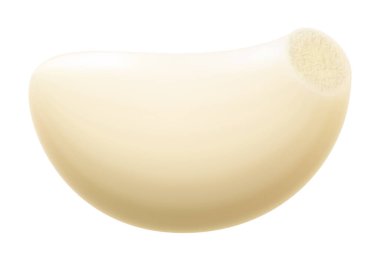 Beyaz arka planda izole edilmiş sarımsaklı karanfil. Sebze ve baharat karışımı, soyulmuş sarımsak karanfili ve sağlıklı beslenme ya da baharat ve baharat ürünleri paketi tasarımı. Gerçekçi 3B vektör