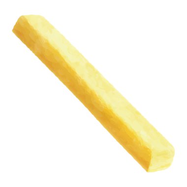 Lezzetli, iştah açıcı patates kızartması. Kızarmış patates ve yağlı patates kızartması. Sarı çubuklar, beyaz arka planda izole edilmiş. Fast Food. Sağlıksız lezzetli yemekler. Gerçekçi 3d vektör illüstrasyonu.