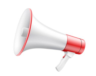 Megafon simgesi. Sözcü İşareti. Gerçekçi 3d Vektör İllüzyonu. beyaz arkaplanda izole