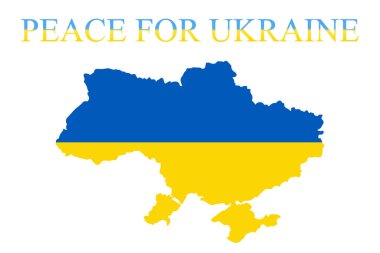 Ulusal bayrak, el ve haritayla Ukrayna konsepti için dua edin. Ukrayna bayrağı dua eden konsept vektör çizimi. Barış için dua edin Ukrayna 'ya karşı savaşı durdurun.