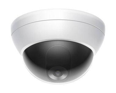 Security camera. White CCTV surveillance system. Territory or premises watching and control, safety measure, police service. Vector 3d realistic illustration isolated on white background