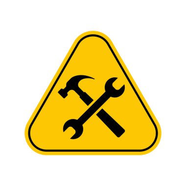 Under Construction warning Sign , Yellow Triangle Caution Symbol, isolated on white background, vector icon