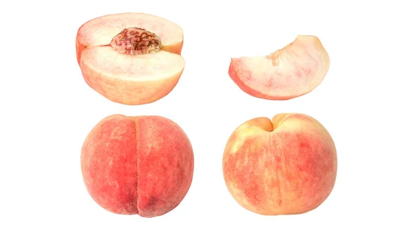 Frische Pfirsiche Auf Weißem Hintergrund — Stockfoto