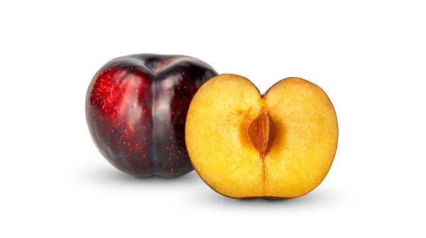 Röd Plommon Frukt Vit Bakgrund — Stockfoto