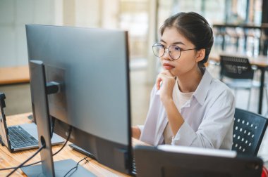 Female programmer working on coding, software development and web design.Concept technology development.	