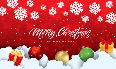 Noel ve yeni yıl kırmızı zemin üzerine yazım altın ile doku parıltı. Vektör çizim için altın arka plan ışıltı. Noel kartı. Vektör çizim.