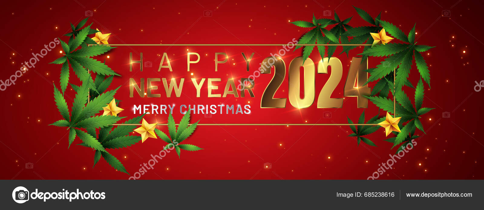 Bonne Année 2024 Nouvel Fond Lumineux Avec Feuille Marijuana Illustration  Vecteur par ©Amolthep 685238616