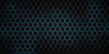 Mavi ışıklı altıgen Siyah arkaplan