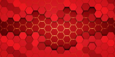 Altın ışıklı kırmızı altıgen arkaplan