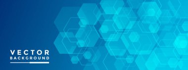 Mavi Arkaplan altıgen deseni, metin ve mesaj panosu bilgisi için bal peteği vektörü illüstrasyon aydınlatma etkisi grafiği gibi görünür