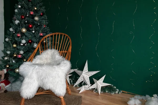 美丽的圣诞节装饰木制背景 — 图库照片