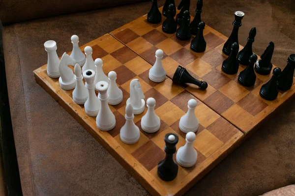 Schaakbord Koning Der Pionnen Een Schaakbord Spel — Stockfoto