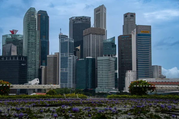 Singapore Singapore Augustus 2022 Het Uitzicht Wolkenkrabbers Van Het Financiële — Stockfoto